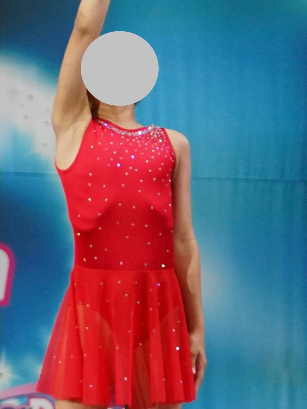 Red Sparkle Dance Costume Dress -